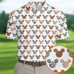 Safari Animal Print Mouse Ears Golf Shirt, Golf Shirts For Men, Mens Golf Shirts