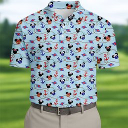 Mouse Ears Cruise Anchor Pattern Golf Shirt, Golf Gifts For Men, Golf Polo For Men
