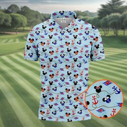 Mouse Ears Cruise Anchor Pattern Golf Shirt, Golf Gifts For Men, Golf Polo For Men