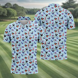 Mouse Ears Cruise Anchor Pattern Golf Shirt, Golf Gifts For Men, Golf Polo For Men
