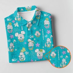 Turquoise Island Cartoon Hawaiian Golf Shirt, Ladies Golf Tops, Womens Golf Tops
