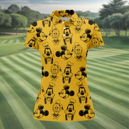 Sketch Cartoon Friends Faces Golf Shirt, Ladies Golf Apparel, Womens Golf Shirts
