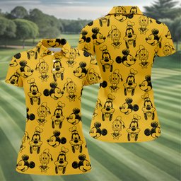 Sketch Cartoon Friends Faces Golf Shirt, Ladies Golf Apparel, Womens Golf Shirts