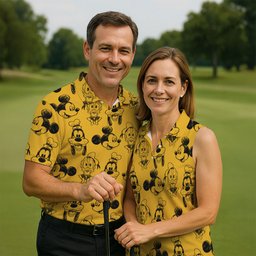 Sketch Cartoon Friends Faces Golf Shirt, Ladies Golf Apparel, Womens Golf Shirts
