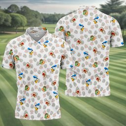 Duck And Parrot Leaf Hawaiian Golf Shirt, Funny Mens Golf Shirts, Mens Golf Polo