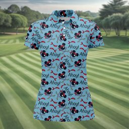 Ahoy Pirate Mouse Ears Bandana Golf Shirt, Womens Golf Apparel, Womens Golf Tops