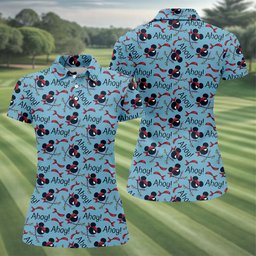 Ahoy Pirate Mouse Ears Bandana Golf Shirt, Womens Golf Apparel, Womens Golf Tops