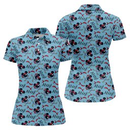 Ahoy Pirate Mouse Ears Bandana Golf Shirt, Womens Golf Apparel, Womens Golf Tops