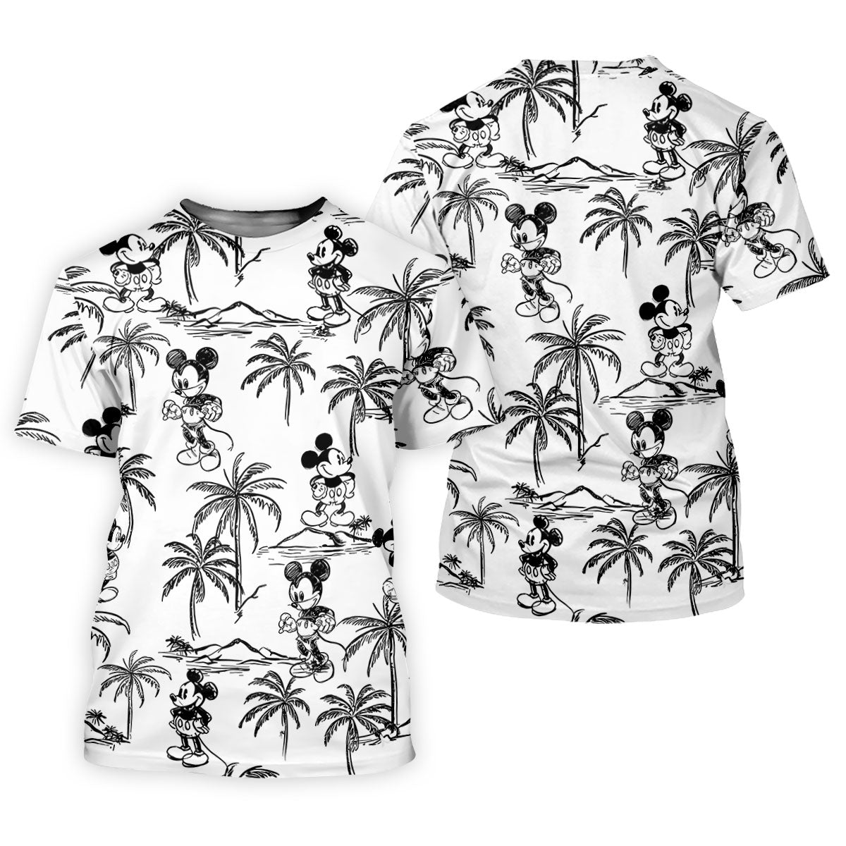 Sketch Cartoon Palm Tree Hawaiian Golf Shirt, Womens Golf Tops, Womens Golf Shirts