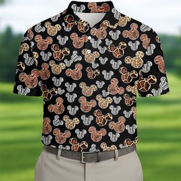 Leopard Safari Mouse Ears Pattern Golf Shirt, Funny Mens Golf Shirts, Mens Golf Polo