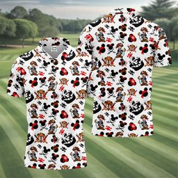 Pirate Cartoon Mouse Skull Swords Golf Shirt, Mens Golf Apparel, Golf Gifts For Men
