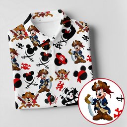 Pirate Cartoon Mouse Skull Swords Golf Shirt, Mens Golf Apparel, Golf Gifts For Men