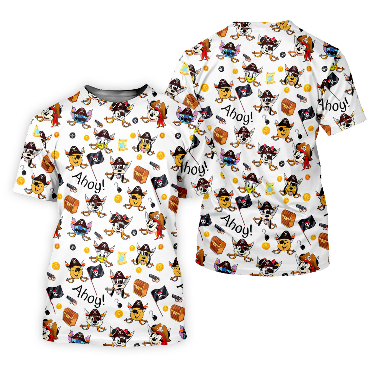 Ahoy Pirate Cartoon Friends Faces Golf Shirt, Golf Shirts For Men, Golf Polo For Men