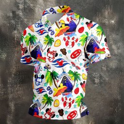 Cartoon Snorkel Palm Hawaiian Golf Shirt, Mens Golf Clothing, Golf Shirts For Men