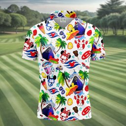 Cartoon Snorkel Palm Hawaiian Golf Shirt, Mens Golf Clothing, Golf Shirts For Men