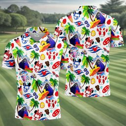 Cartoon Snorkel Palm Hawaiian Golf Shirt, Mens Golf Clothing, Golf Shirts For Men