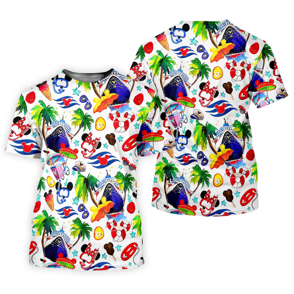 Cartoon Snorkel Palm Hawaiian Golf Shirt, Mens Golf Clothing, Golf Shirts For Men