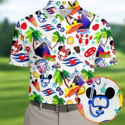 Cartoon Snorkel Palm Hawaiian Golf Shirt, Mens Golf Clothing, Golf Shirts For Men