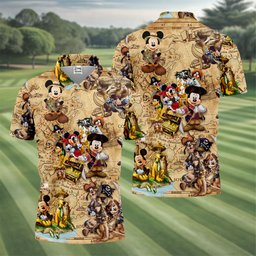 Cartoon Friends Pirate Treasure Map Golf Shirt, Mens Golf Polo, Golf Shirts For Men