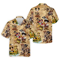 Cartoon Friends Pirate Treasure Map Golf Shirt, Mens Golf Polo, Golf Shirts For Men