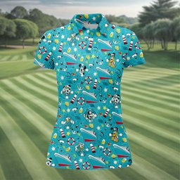 Cartoon Friends Nautical Cruise Golf Shirt, Womens Golf Shirts, Golf Shirts For Women