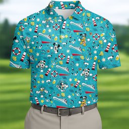 Cartoon Friends Nautical Cruise Golf Shirt, Funny Mens Golf Shirts, Mens Golf Apparel