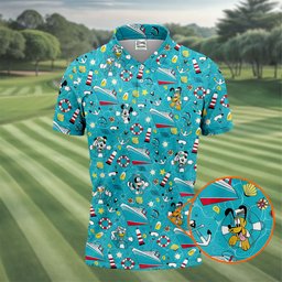 Cartoon Friends Nautical Cruise Golf Shirt, Funny Mens Golf Shirts, Mens Golf Apparel