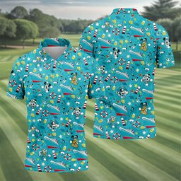 Cartoon Friends Nautical Cruise Golf Shirt, Funny Mens Golf Shirts, Mens Golf Apparel