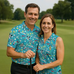 Cartoon Friends Nautical Cruise Golf Shirt, Funny Mens Golf Shirts, Mens Golf Apparel