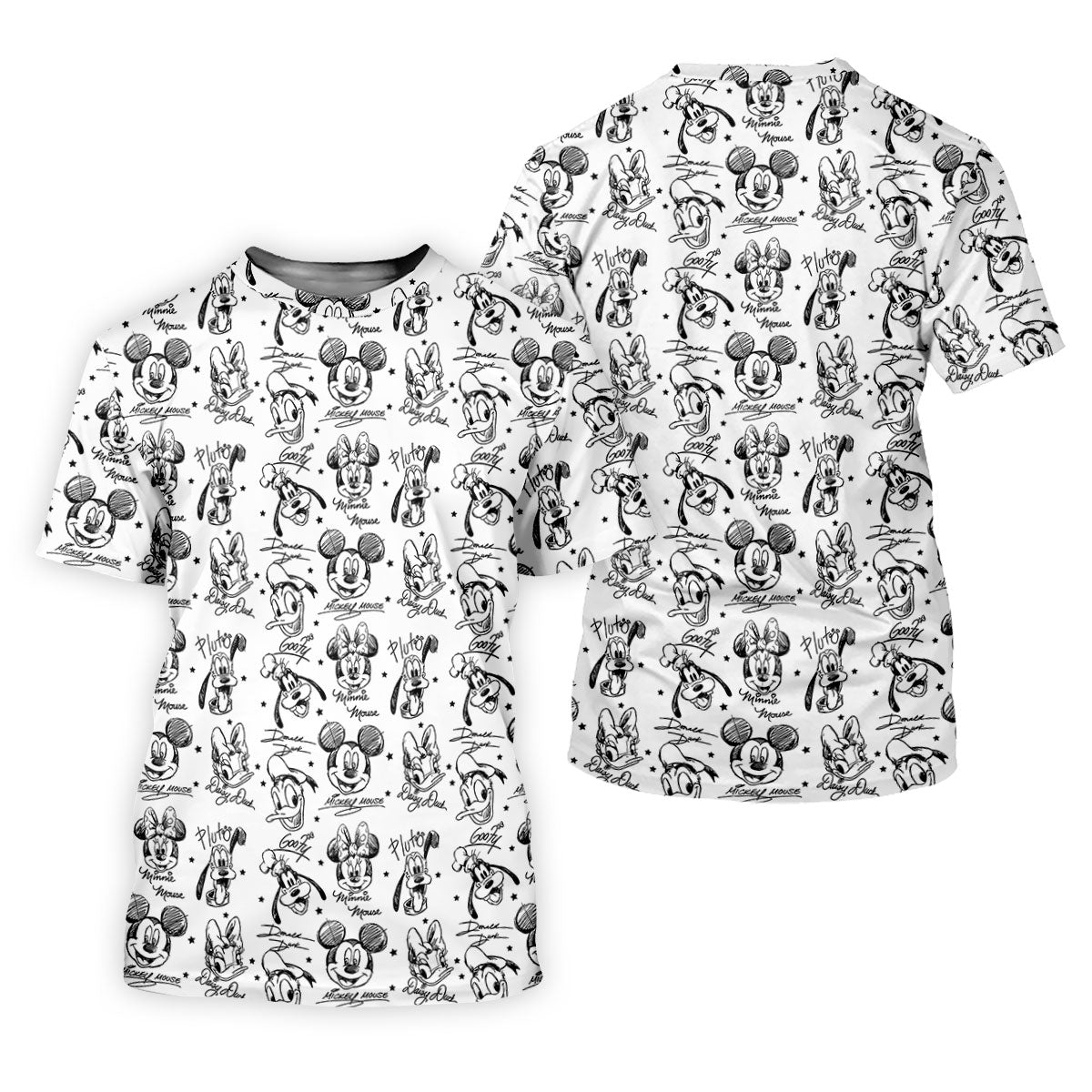 Cartoon Friends Signature Sketch Golf Shirt, Mens Golf Clothing, Golf Shirts For Men