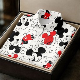Red And Black Cartoon Mouse Doodle Golf Shirt, Womens Golf Apparel, Ladies Golf Tops