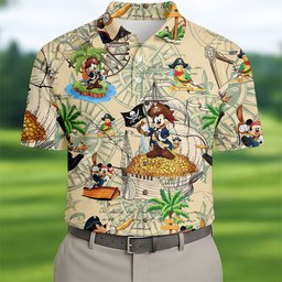 Pirate Mouse Island Hawaiian Golf Shirt, Golf Gifts For Men, Golf Shirts For Men