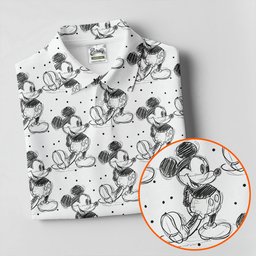 Vintage Sketch Cartoon Mouse Golf Shirt, Funny Mens Golf Shirts, Golf Polo For Men
