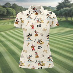 Retro Pirate Cartoon Friends Golf Shirt, Womens Golf Apparel, Womens Golf Clothing