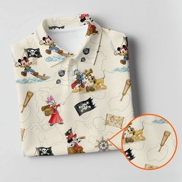 Retro Pirate Cartoon Friends Golf Shirt, Womens Golf Apparel, Womens Golf Clothing