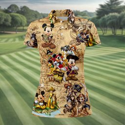 Cartoon Friends Pirate Treasure Map Golf Shirt, Womens Golf Tops, Ladies Golf Shirts