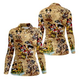 Cartoon Friends Pirate Treasure Map Golf Shirt, Womens Golf Tops, Ladies Golf Shirts