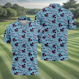 Ahoy Pirate Mouse Ears Bandana Golf Shirt, Mens Golf Apparel, Golf Shirts For Men