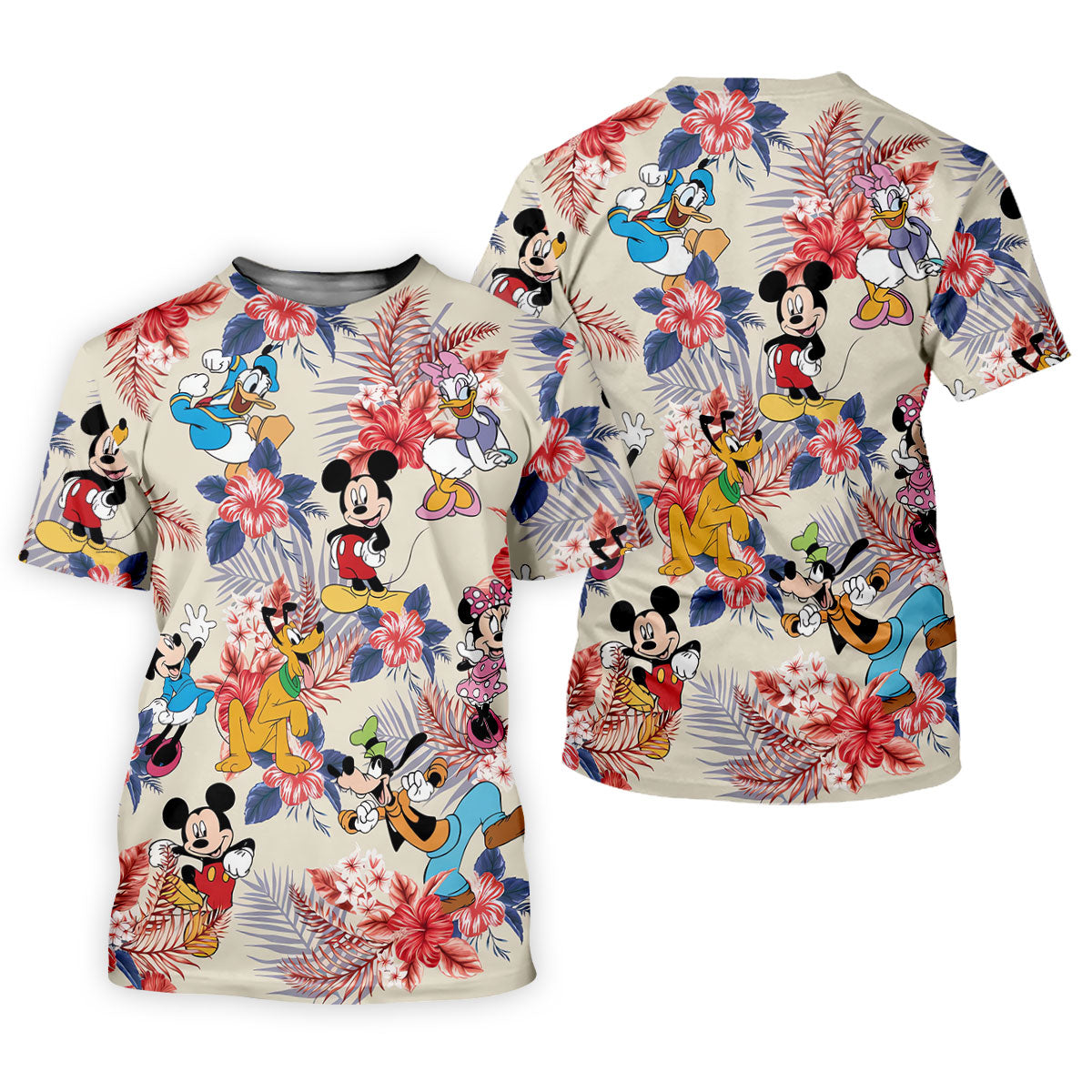 Floral Cartoon Friends Hawaiian Golf Shirt, Mens Golf Shirts, Golf Gifts For Men