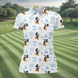 Cartoon Mouse Nautical Anchor Map Golf Shirt, Golf Gifts For Women, Ladies Golf Tops