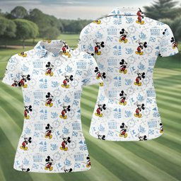 Cartoon Mouse Nautical Anchor Map Golf Shirt, Golf Gifts For Women, Ladies Golf Tops