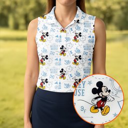 Cartoon Mouse Nautical Anchor Map Golf Shirt, Golf Gifts For Women, Ladies Golf Tops
