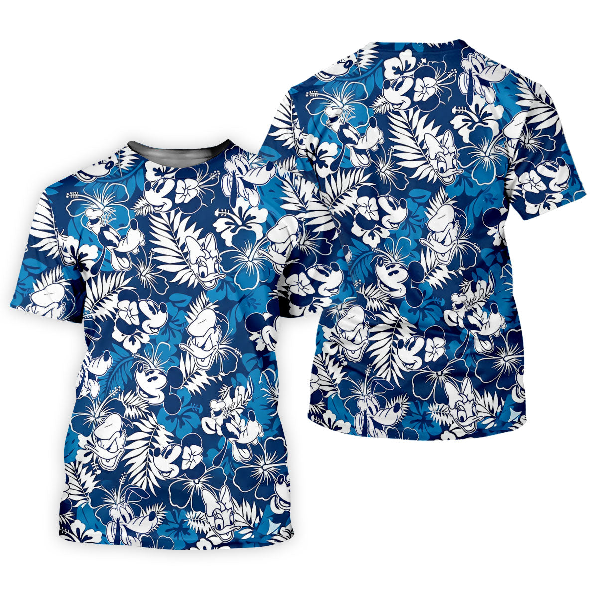 Blue Hibiscus Cartoon Hawaiian Golf Shirt, Ladies Golf Shirts, Womens Golf Shirts