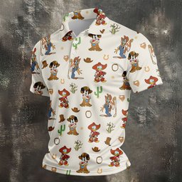 Western Cowboy Cartoon Friends Golf Shirt, Mens Golf Polo, Funny Mens Golf Shirts