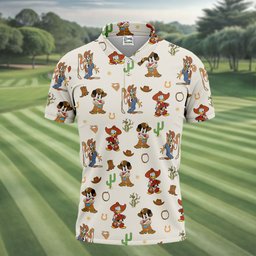 Western Cowboy Cartoon Friends Golf Shirt, Mens Golf Polo, Funny Mens Golf Shirts