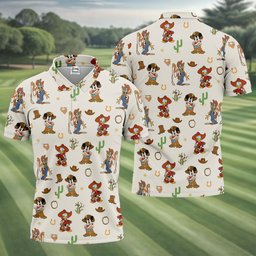 Western Cowboy Cartoon Friends Golf Shirt, Mens Golf Polo, Funny Mens Golf Shirts