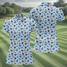 Mouse Ears Cruise Anchor Pattern Golf Shirt, Womens Golf Shirts, Ladies Golf Shirts
