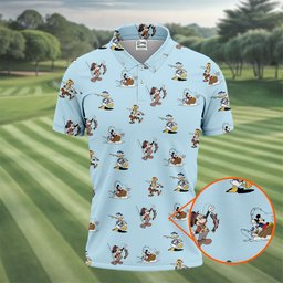Cartoon Friends Fishing Trip Golf Shirt, Golf Shirts For Men, Golf Gifts For Men