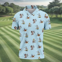 Cartoon Friends Fishing Trip Golf Shirt, Golf Shirts For Men, Golf Gifts For Men