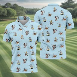 Cartoon Friends Fishing Trip Golf Shirt, Golf Shirts For Men, Golf Gifts For Men